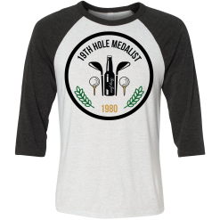 SwingJuice Three Quarter Sleeve Mens Raglan T-Shirt Golf 19th Hole Beer Medalist