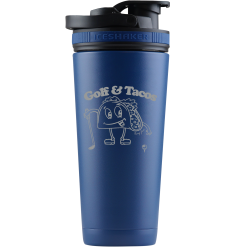 SwingJuice Ice Shaker Unisex Bottle Golf & Tacos Blue 26 Oz.