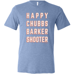 SwingJuice Short Sleeve Unisex T-Shirt Golf Happy Chubbs Barker Shooter