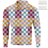 SwingJuice Long Sleeve Men's Performance Quarter Zip Golf Multi Checker