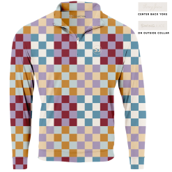 SwingJuice Long Sleeve Men's Performance Quarter Zip Golf Multi Checker