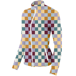 SwingJuice Long Sleeve Women's Performance Full Zip Golf Multi Checker -Golf Shop swingjuice multi checker women performance full zip jacket ivory side