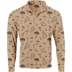 SwingJuice Long Sleeve Men's Performance Quarter Zip Golf Mushrooms -Golf Shop swingjuice mushrooms men performance 1 4 20zip tan