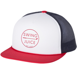 SwingJuice Foam Trucker Unisex Golf Hat -Golf Shop swingjuice retro golf foam trucker hat white navy red