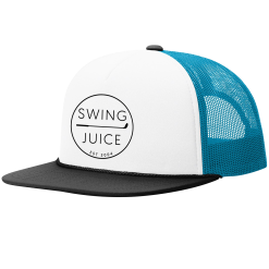 SwingJuice Foam Trucker Unisex Golf Hat -Golf Shop swingjuice retro golf foam trucker hat white neon blue black charcoal