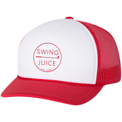 SwingJuice Foam Trucker Unisex Golf Hat -Golf Shop swingjuice retro golf foam trucker hat white red